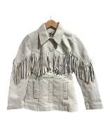 White Leather Ganni Jacket