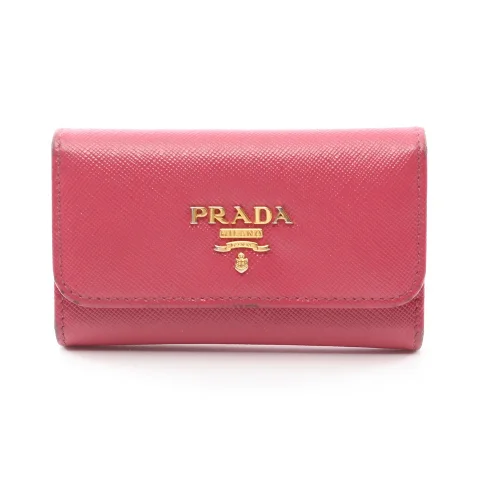 Pink Leather Prada Key Holder