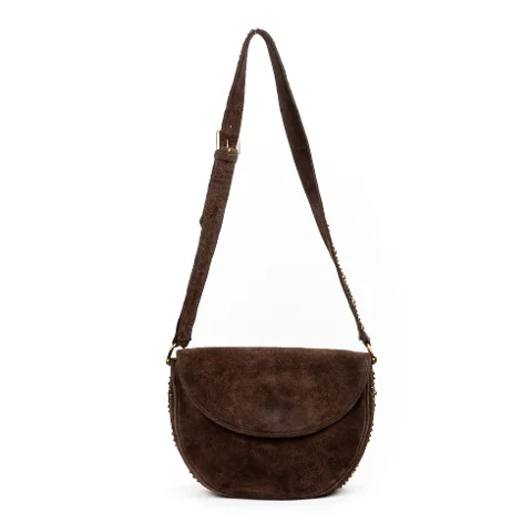 Brown Suede Saint Laurent Shoulder Bag