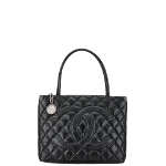 Black Leather Chanel Medaillon