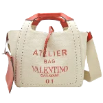 Red Canvas Valentino Tote