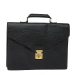 Black Leather Louis Vuitton Serviette Ambassadeur