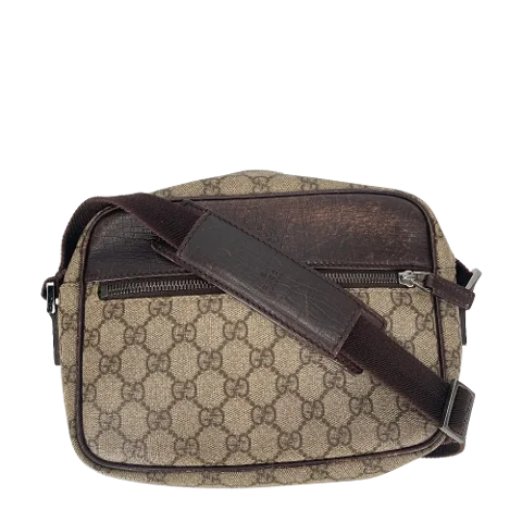 Brown Coated Canvas Gucci Crossbody Bag