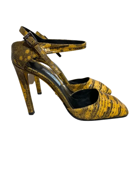 Yellow Fabric Prada Heels
