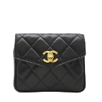 Black Leather Chanel Belt Bag