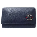 Navy Leather Gucci Key Holder