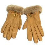 Beige Leather Hermès Gloves