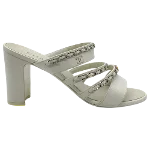 White Leather Chanel Sandals