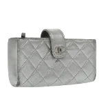 Silver Leather Chanel Pouch