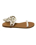 White Leather Ancient Greek Sandals