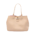 Beige Leather Longchamp Tote