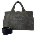 Grey Denim Prada Canapa Tote