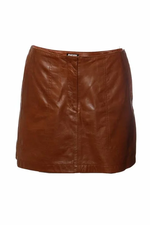 Brown Leather DKNY Skirt