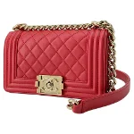 Red Leather Chanel Boy Bags
