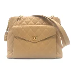 Beige Leather Chanel Handbag