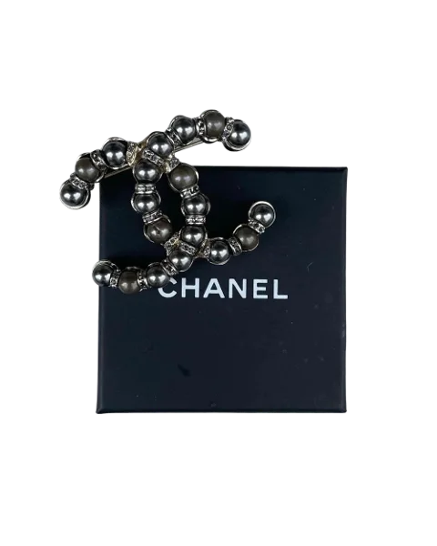 Silver Pearl Chanel Brooch