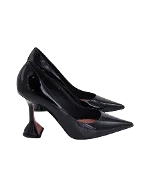 Black Leather Amina Muaddi Heels