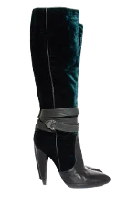 Green Leather Versace Boots