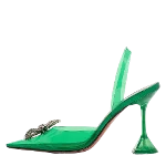 Green Fabric Amina Muaddi Heels