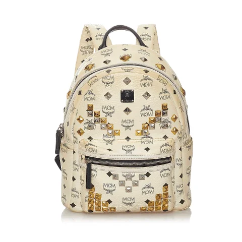 White Coated canvas MCM Backpack