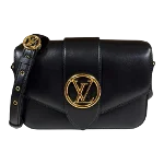 Black Leather Louis Vuitton Pont Neuf