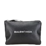 Black Leather Balenciaga Clutch