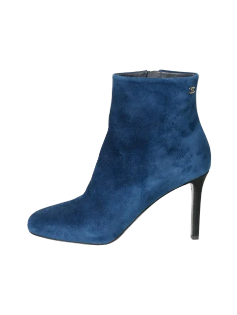 Blue Suede Chanel Boots