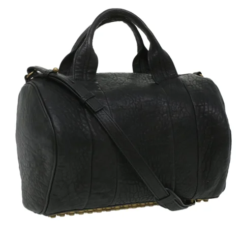 Black Leather Alexander Wang Travel Bag