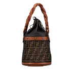 Brown Canvas Fendi Bucket Bag