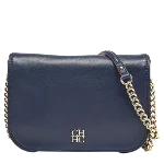 Navy Leather Carolina Herrera Shoulder Bag