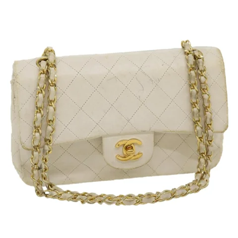 White Leather Chanel Flap Bag