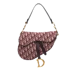 Red Canvas Dior Saddle Bag