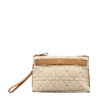 Beige Leather Dior Cosmetic Pouch