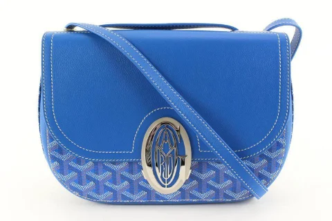 Blue Leather Goyard Shoulder Bag
