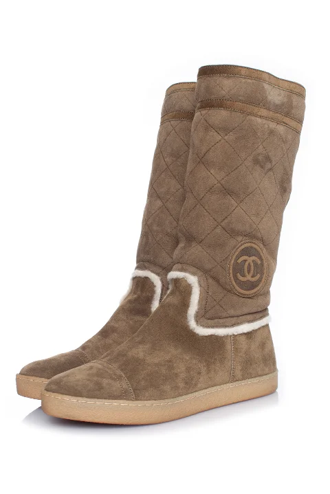 Brown Suede Chanel Boots