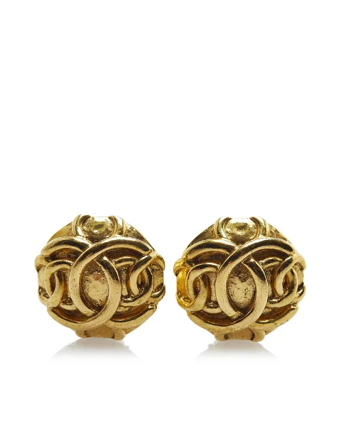 Gold Metal Chanel Earrings