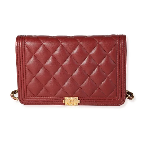 Red Leather Chanel Wallet On Chain