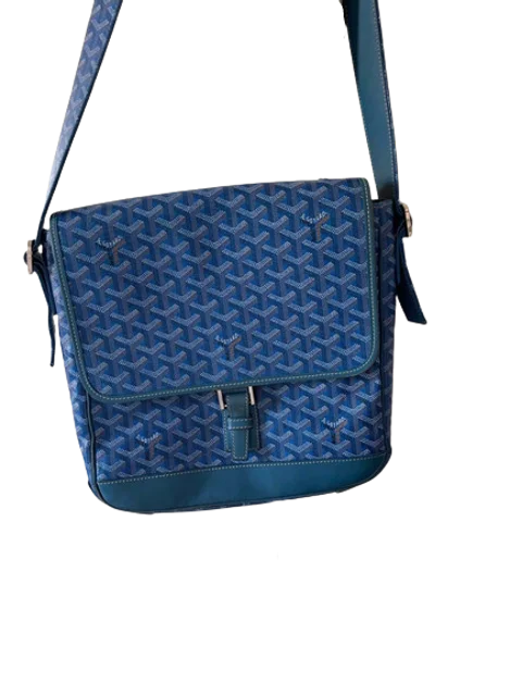 Blue Leather Goyard Messenger Bag 