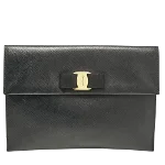 Black Fabric Salvatore Ferragamo Clutch