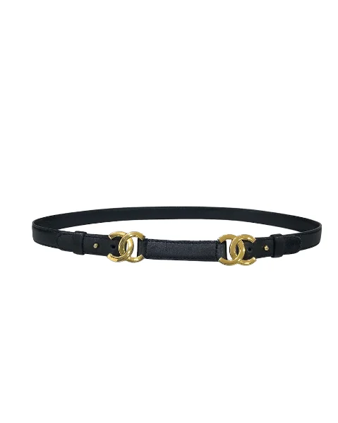 Black Leather Chanel Belt