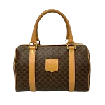 Brown Canvas Celine Boston Bag