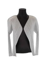 Grey Polyester Issey Miyake Pleats Cardigan