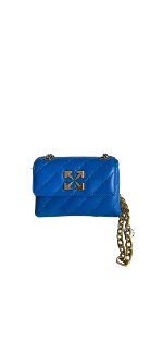 Blue Leather Off White Crossbody Bag