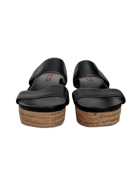 Black Leather Prada Sandals