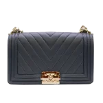 Navy Leather Chanel Crossbody Bag