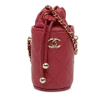 Red Leather Chanel Bucket Bag