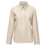 Beige Leather Nanushka Shirt