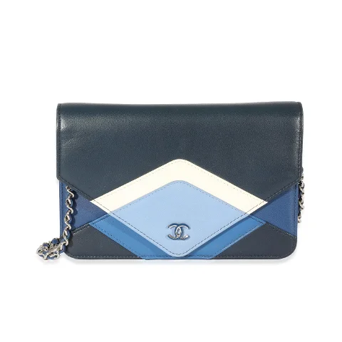 Blue Leather Chanel Wallet On Chain