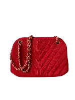 Red Fabric Chanel Handbag