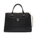 Black Leather Chanel Tote